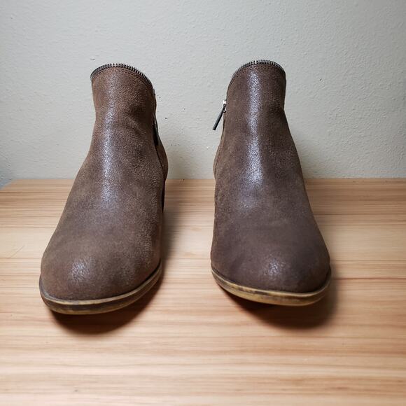 Lucky Brand Women's 11 Bartalino Zip Ankle Booties Brown Suede Distressed‎ Fall - Picture 2 of 9